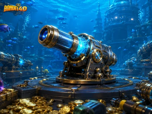 Ilustrasi kapal dan suasana laut dalam Treasure Boat Fishing